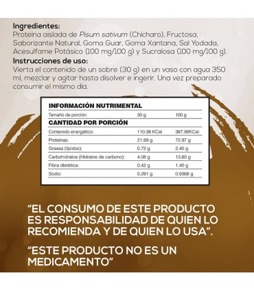 Proteína de Chícharo sabor avellana - caja de 450g - tabla